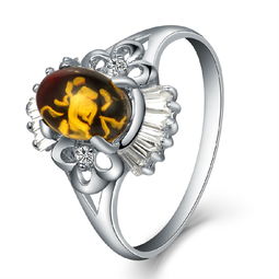 足金鑲嵌與銀鑲琥珀戒指 價格、廠家、圖片全解析